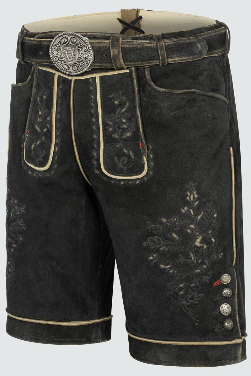 Kruger Men's Lederhosen "Kuno" with belt dark brown (48,50,56)