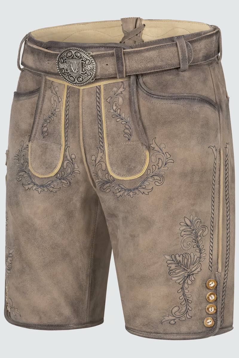 Kruger Men's Lederhosen "Brandon" (light brown) with Belt (56)