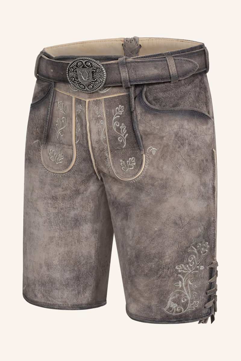 Kruger Men's Lederhosen "Zephar" with belt - Brown