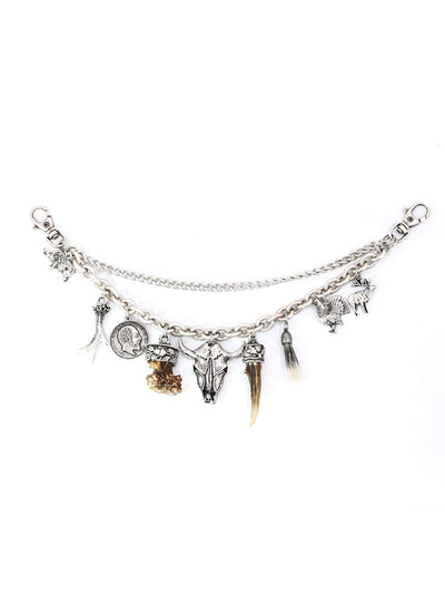 Men's Charivari Hunting Motifs with genuine silver-plated charms and real stag horn, made in Austria.