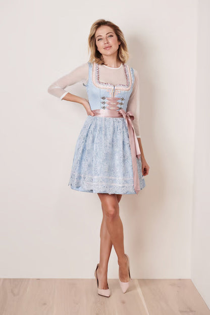 Kruger Mini Dirndl 2pcs. 50cm "Romi" light blue