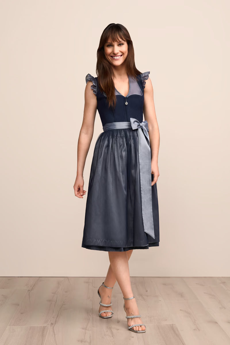 Kruger Long Dirndl 2pcs. 70cm "Tessi" blue (size 44)