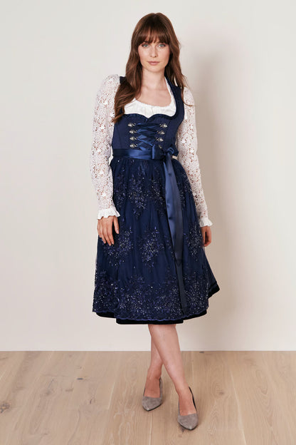 Kruger Long Dirndl 2pcs. 70cm "Maisie" blue (size 36 only)