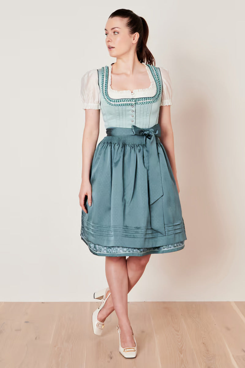 Kruger Midi Dirndl 2pcs. 60cm "Nikki" turquoise