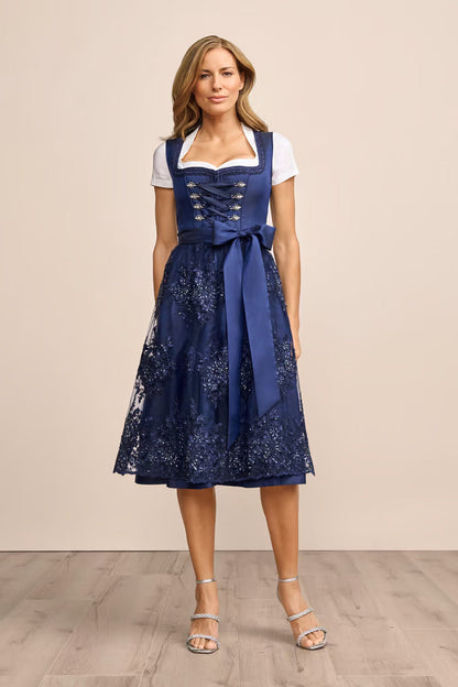 Kruger Long Dirndl 2pcs. 70cm "Ziska" blue