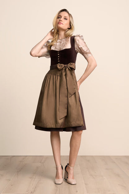 Kruger Midi Dirndl 2pc 60cm "Odile" brown