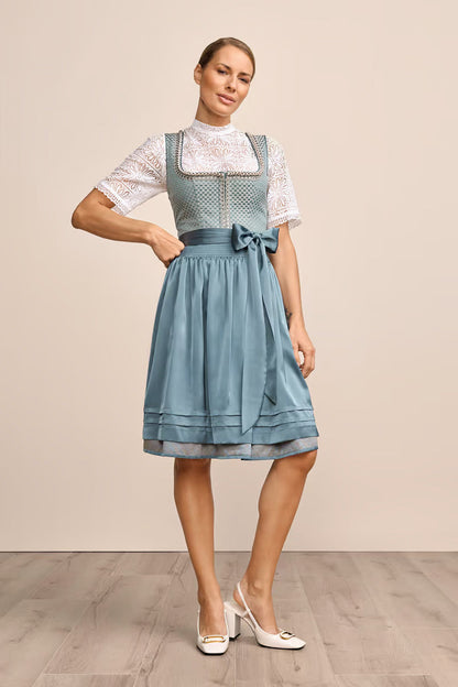 Kruger Midi Dirndl 2pcs. 60cm "Orly" turquoise (size 36,46)