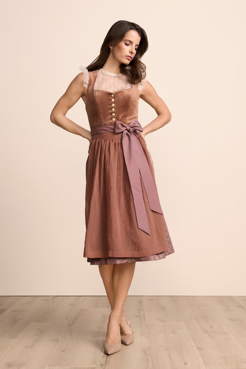Krüger Samara Long Dirndl, Brown — 70cm 2pc Set