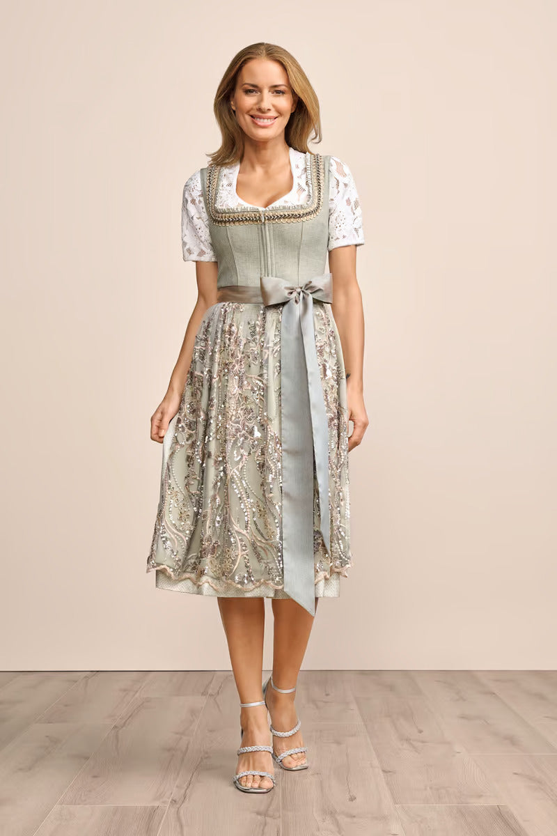 Kruger Long Dirndl 2pcs. 70cm "Fanella" green (low stock)