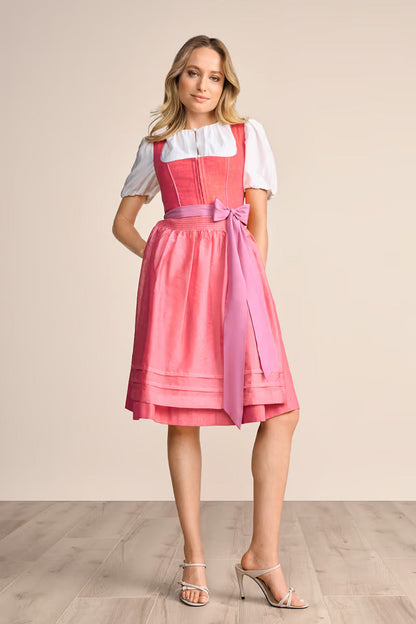 Kruger Midi Dirndl 2pcs. 60cm "Amandine" red (low stock)