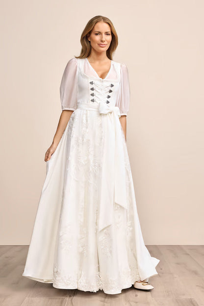 Kruger Wedding Dirndl 2pcs. 110cm "Riley" ecru (low stock)