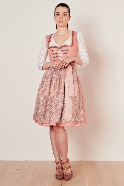 Kruger Midi Dirndl 2pc 60cm "Atenea" pink