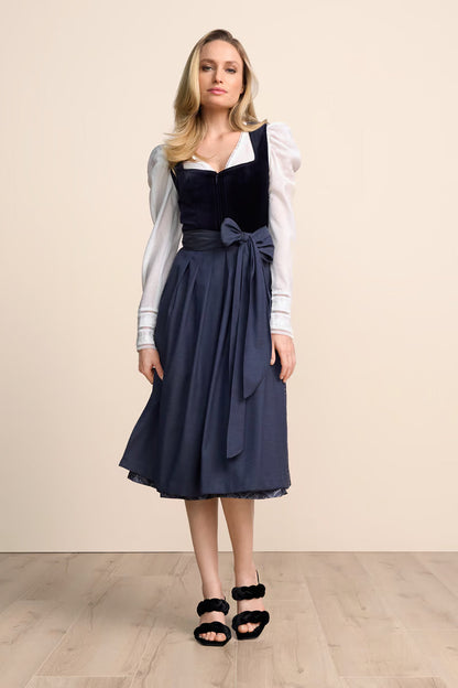 Kruger Long Dirndl 2pcs. 70cm "Violante" blue