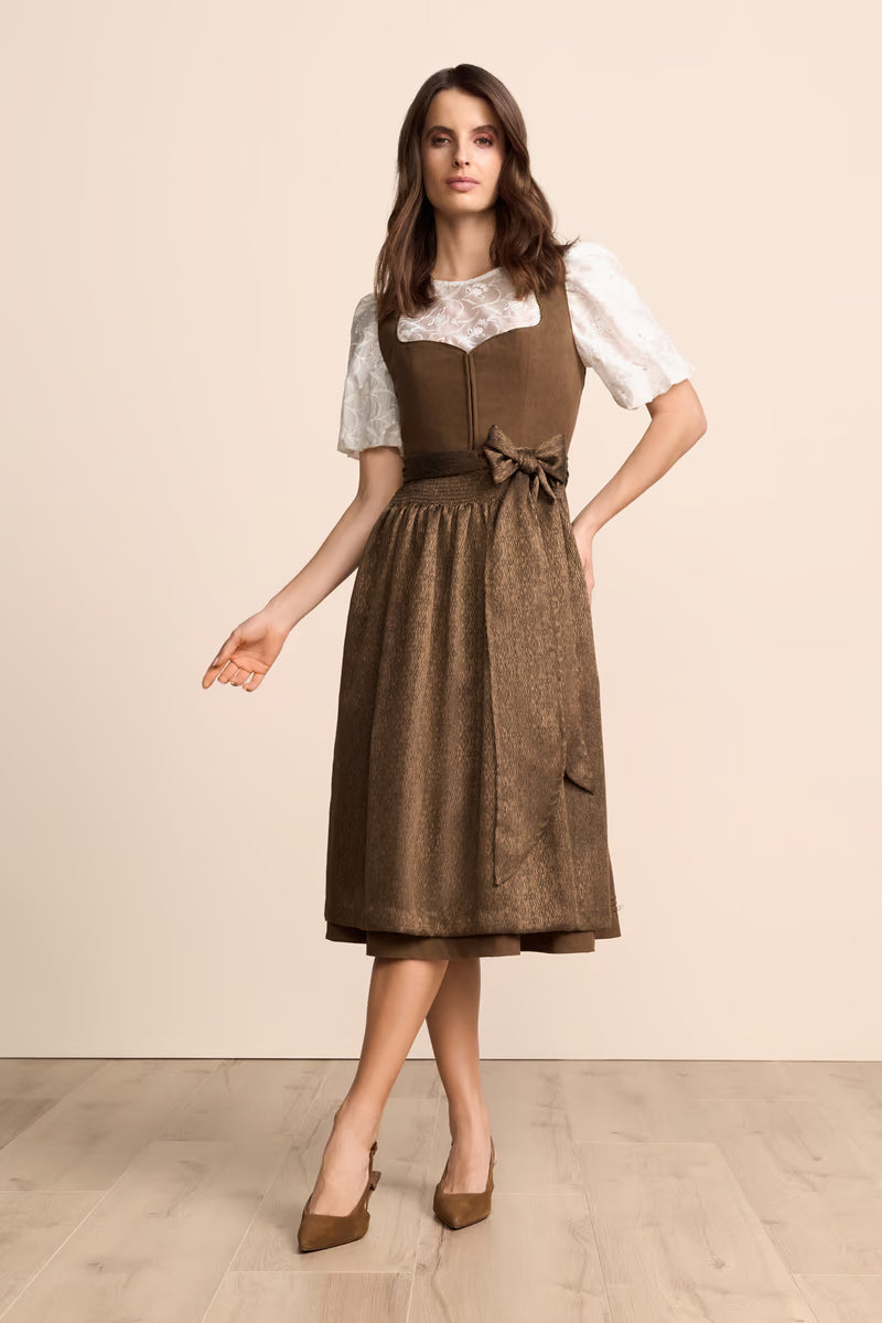 Krüger Malea Long Dirndl, Brown — 70cm 2pc Set
