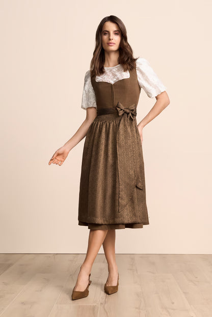 Krüger Malea Long Dirndl, Brown — 70cm 2pc Set