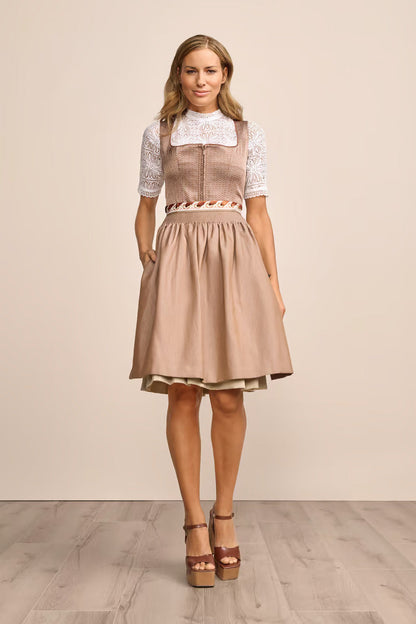 Kruger Midi Dirndl 2pcs. 60cm "Irabelle" brown (size 38)
