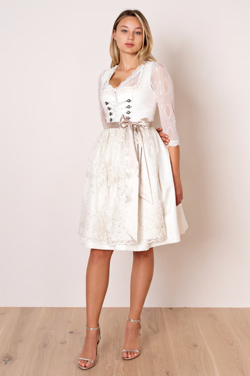 Kruger Wedding Dirndl 2pcs. 60cm "Eudora" ecru