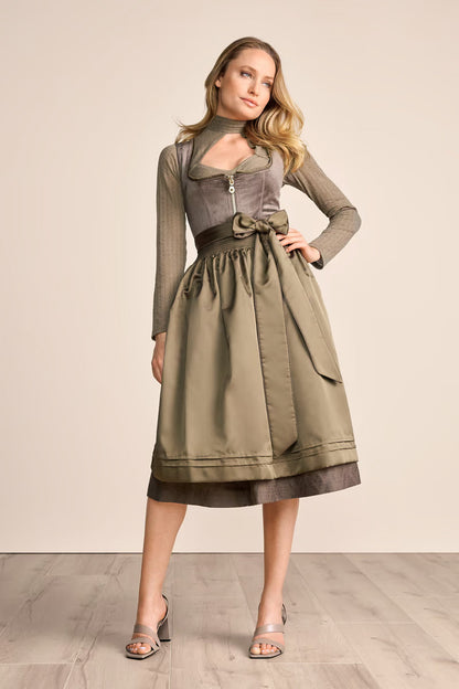 Kruger Long Dirndl 2pcs. 70cm "Ester" olive