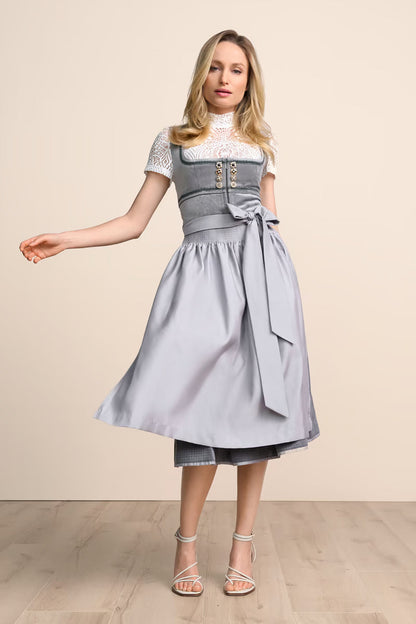 Kruger Long Dirndl 2pcs. 70cm "Milda" gray