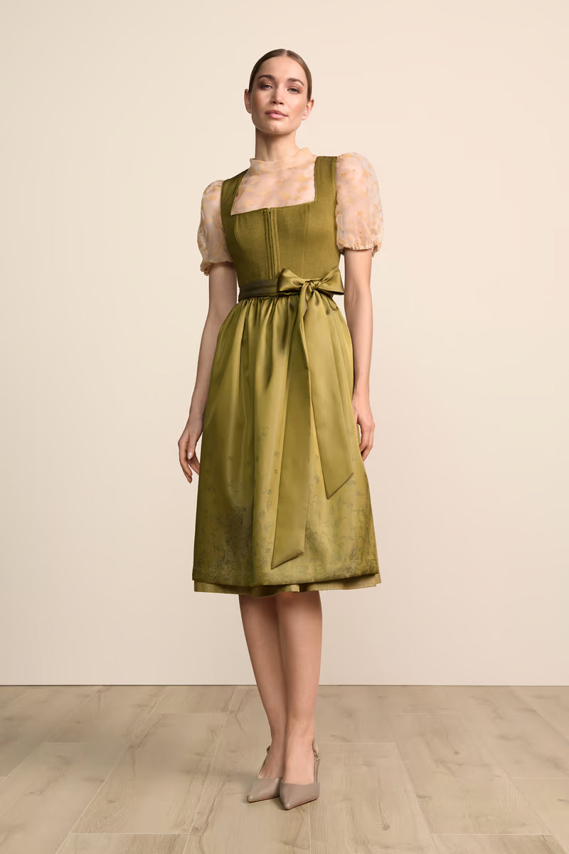Krüger Medea Long Dirndl, Olive — 70cm 2pc Set
