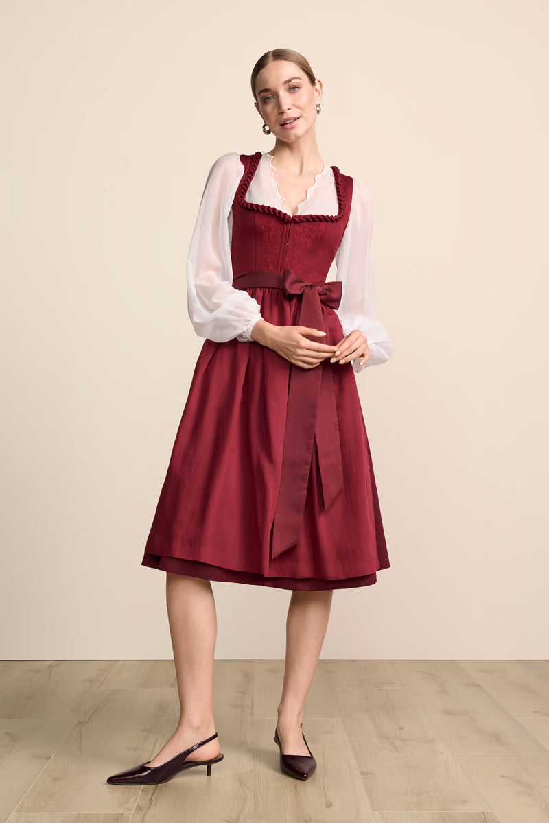 Krüger Gaetana Long Dirndl, Red — 70cm 2pc Set