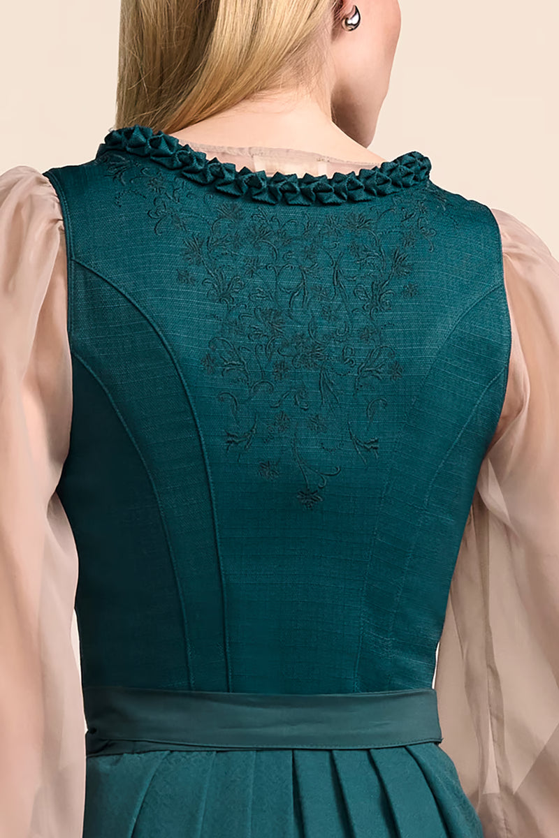 Krüger Elvina Long Dirndl, Turquoise — 70cm 2pc Set