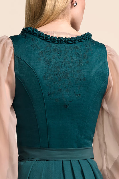 Krüger Elvina Long Dirndl, Turquoise — 70cm 2pc Set