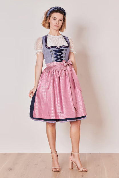 Kruger Skylar Midi Dirndl, Blue — 60cm 2pc Set