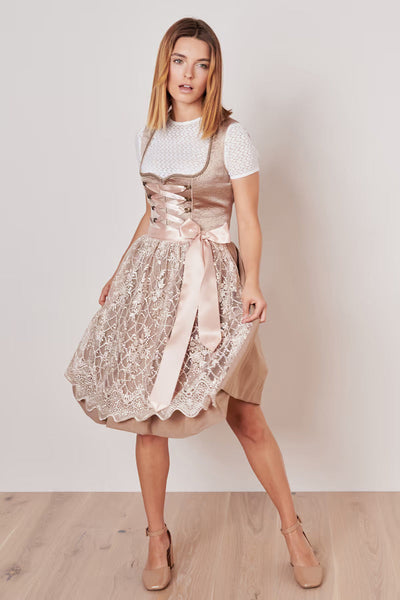 Kruger Midi Dirndl 2pcs. 60cm "Koko" beige
