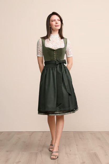 Kruger Midi Dirndl 2pcs. 60cm "Iny" green (34,40,42)