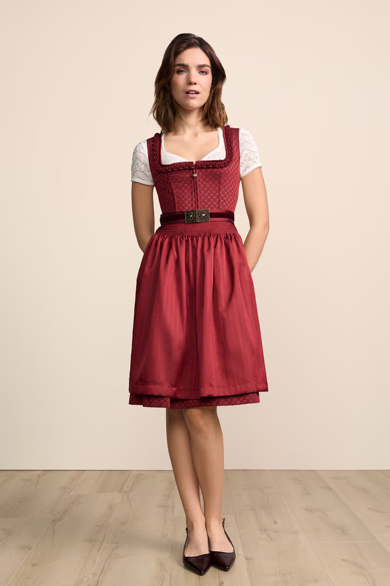 Kruger Brigitta Midi Dirndl, Red — 60cm 2pc Set
