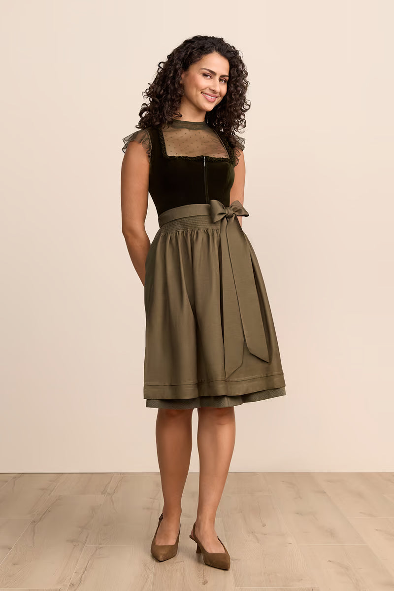Krüger 'Zephyrae' Velvet Dirndl, Olive — 60cm