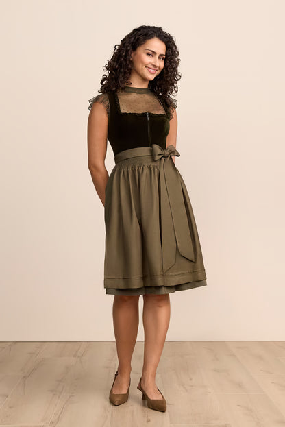 Krüger 'Zephyrae' Velvet Dirndl, Olive — 60cm