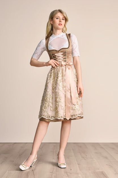 Kruger Mini Dirndl 2pcs. 50cm "Josina" brown (size 32)