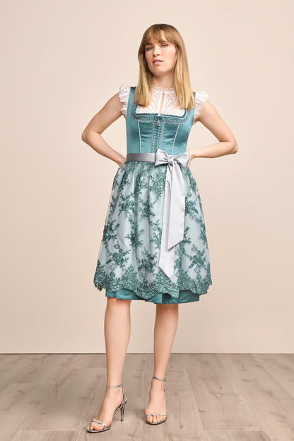 Kruger Midi Dirndl 2pcs. 60cm "Inana" turquoise (size 46)