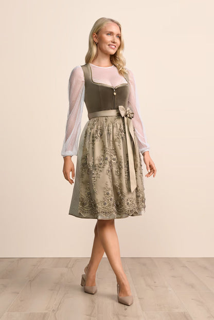 Kruger Virelina Midi Dirndl, Green — 60cm 2pc Set