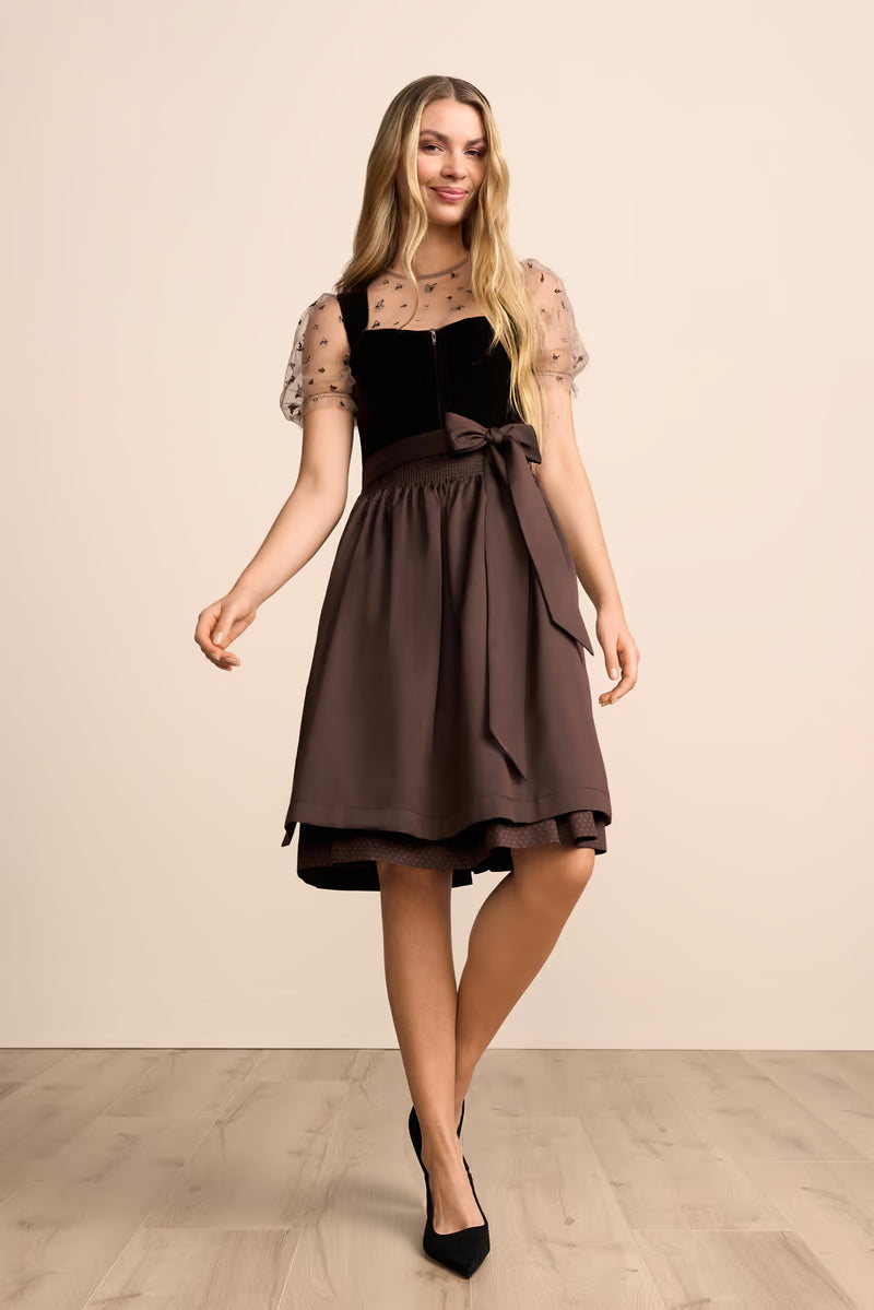 Kruger Delvara Midi Dirndl, Brown — 60cm 2pc Set