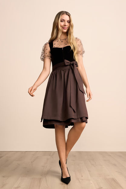Kruger Delvara Midi Dirndl, Brown — 60cm 2pc Set
