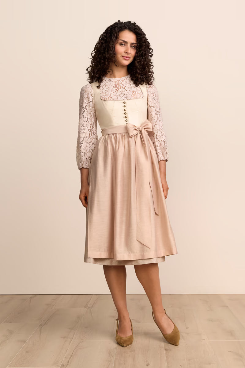 Krüger Isleen Long Dirndl, Beige — 70cm 2pc Set