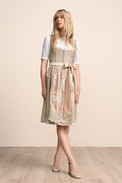 Kruger Midi Dirndl 2pc 60cm "Vivianna" brown (40)