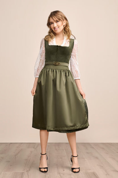 Kruger Long Dirndl 2pcs. 70cm "Livie" olive (36)