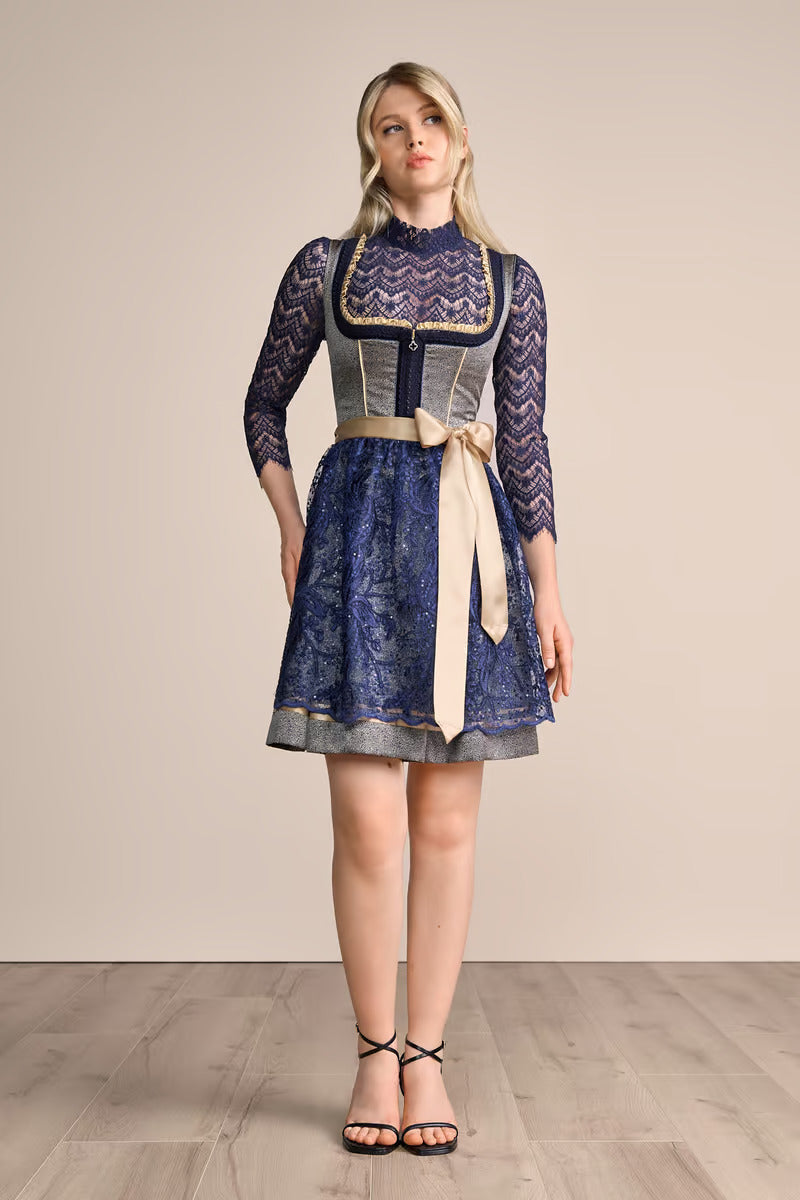 Kruger Midi Dirndl 2pcs. 60cm "Effi" blue (low stock)