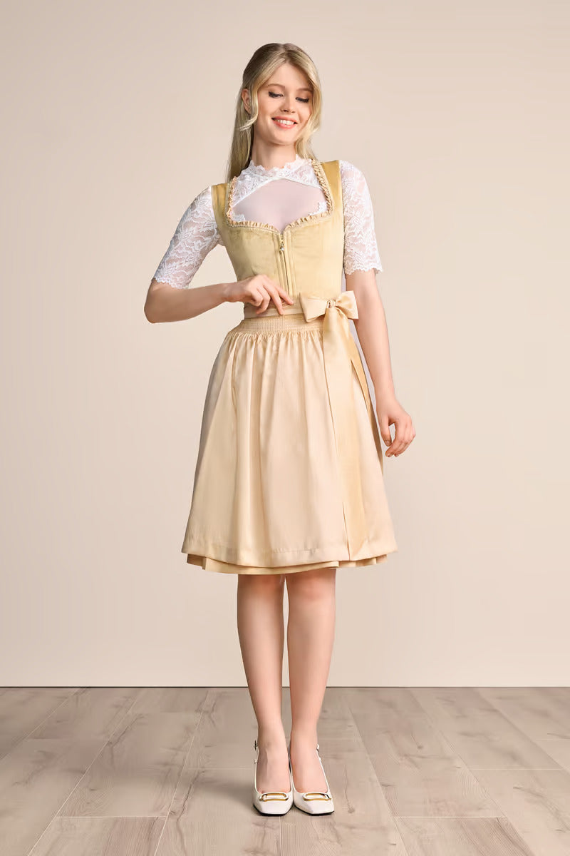 Kruger Midi Dirndl 2pcs. 60cm "Annina" yellow