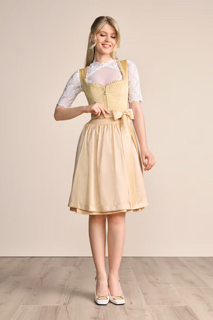 Kruger Annina Midi Dirndl, Yellow — 60cm 2pc Set