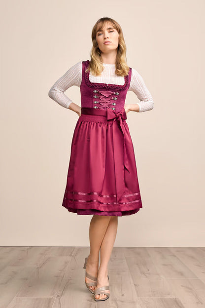 Kruger Thialda Midi Dirndl, Red — 60cm 2pc Set