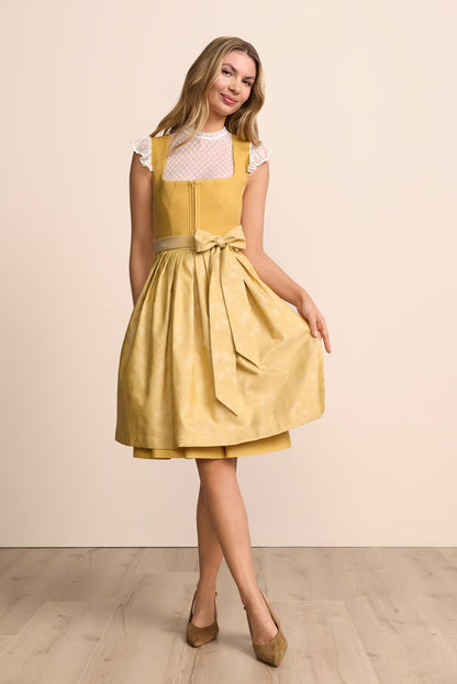 Kruger Vynella Midi Dirndl, Yellow — 60cm 2pc Set
