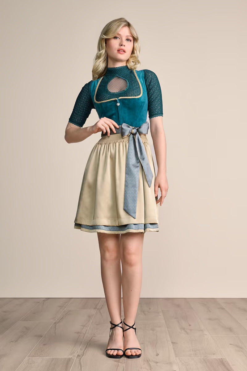 Kruger Mini Dirndl 2pcs. 50cm "Dena" turquoise