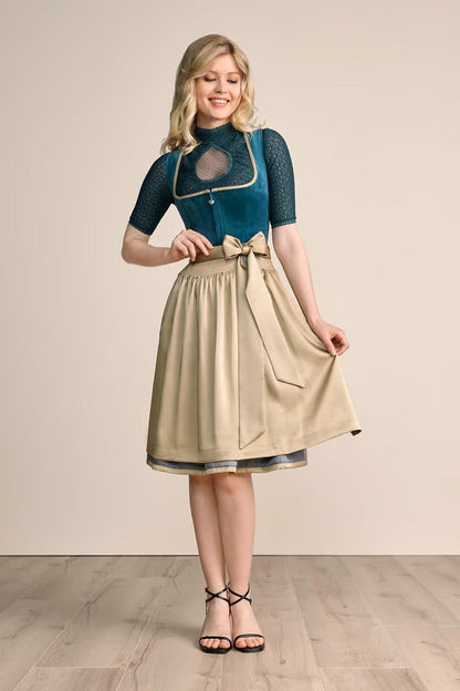Kruger Dena Midi Dirndl, Turquoise — 60cm 2pc Set