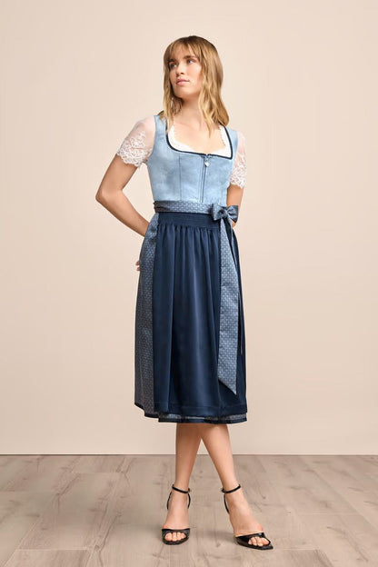 Kruger Dena Long Dirndl, Blue — 70cm 2pc Set