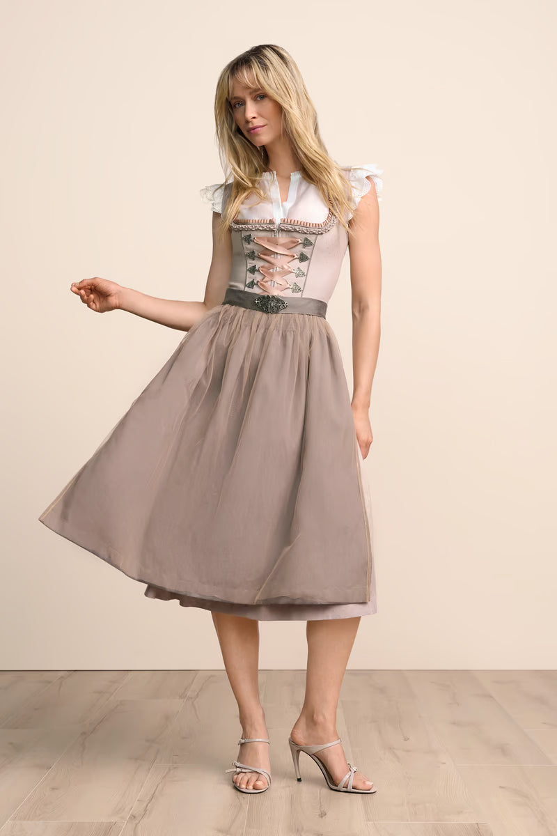 Kruger Midi Dirndl 2pcs. 60cm "Mariselle" brown